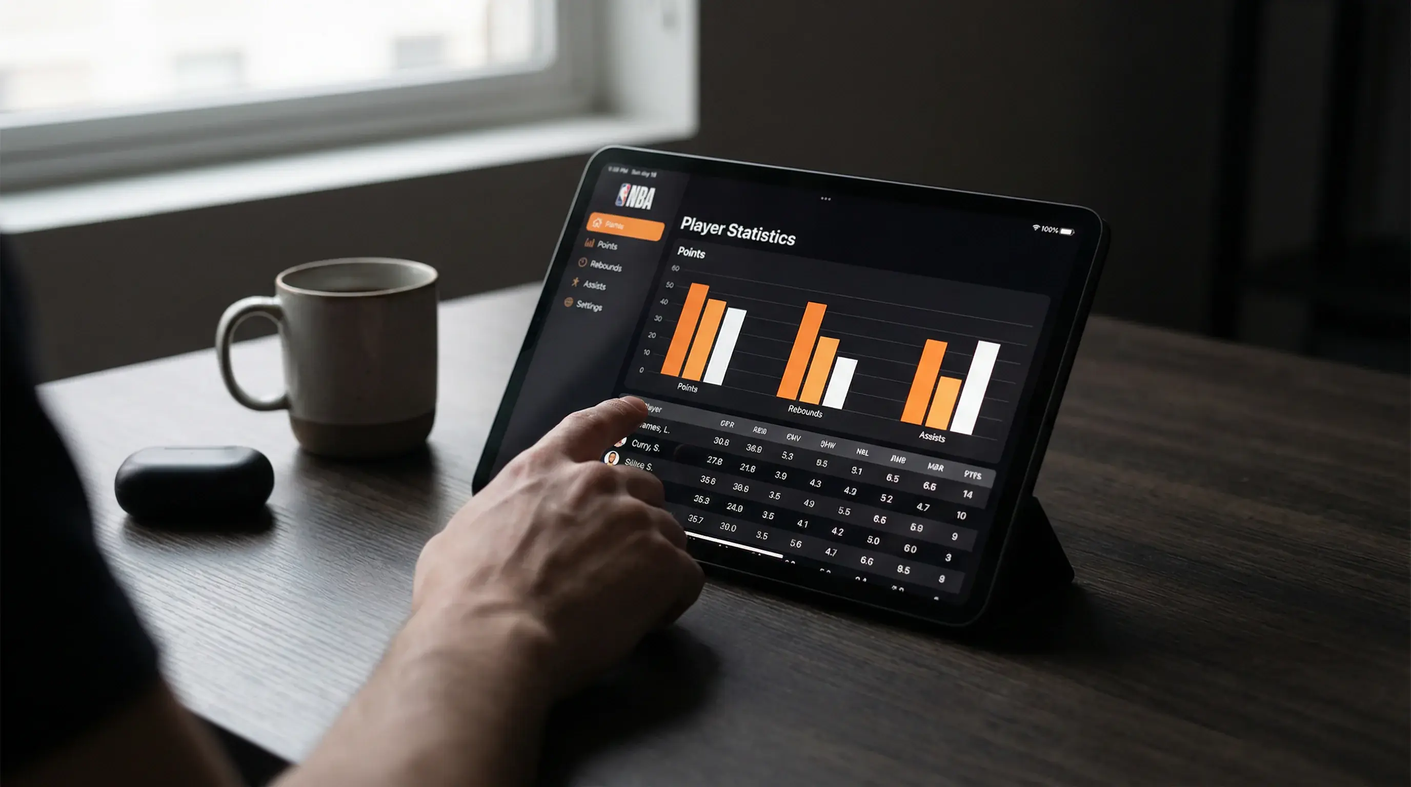 NBA player performance statistics display for prop betting analysis